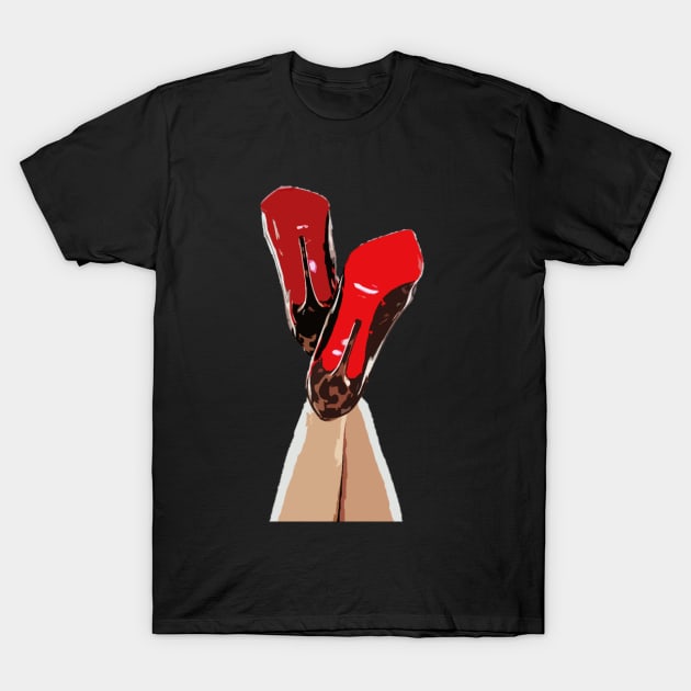 Louboutin Red Bottom Print Luxury High Heels T-Shirt by oggi0